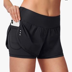 2 in 1 Soothfeel running shorts, small, black